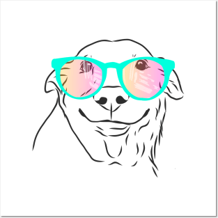 happy smiling dog with rainbow glasses Posters and Art